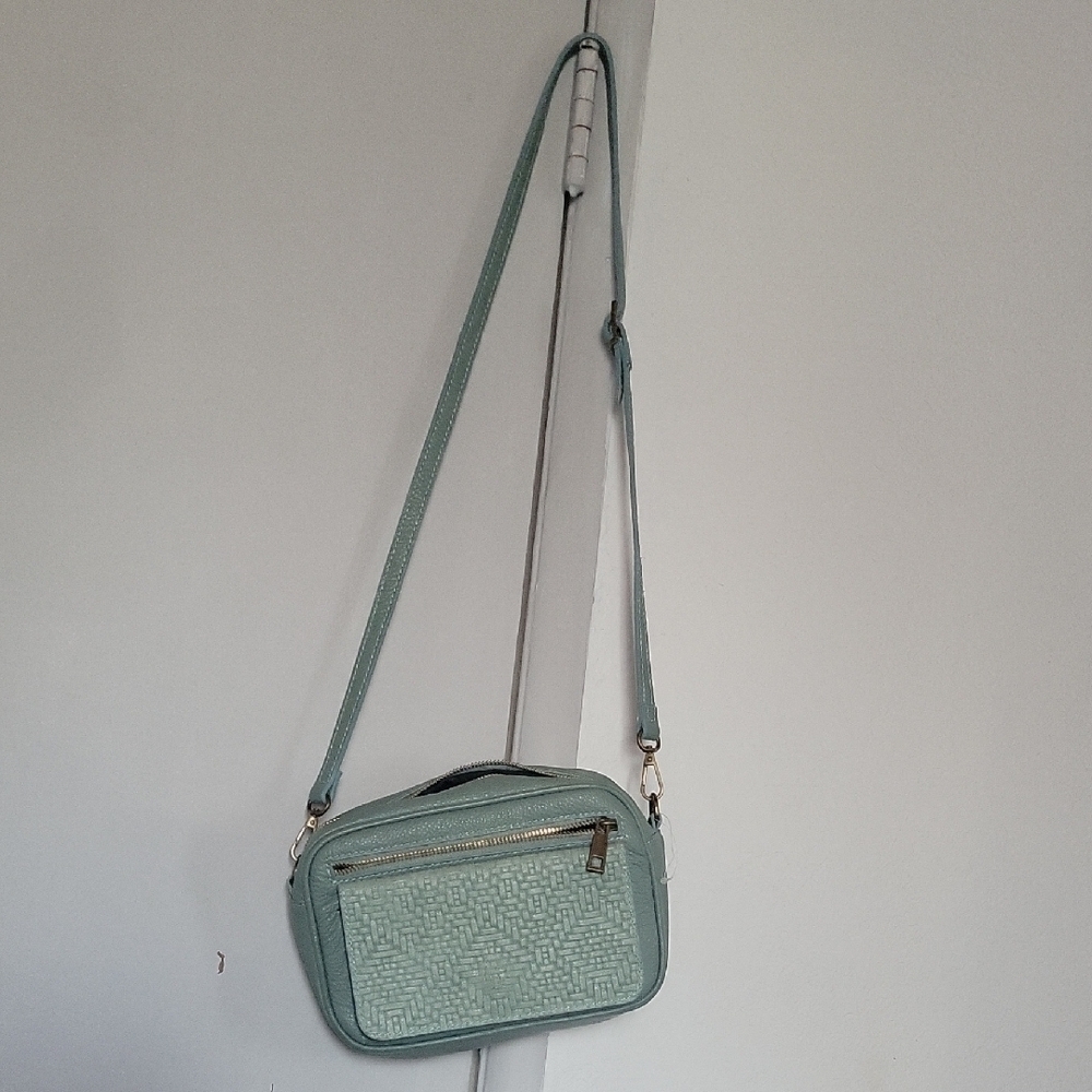 VALENTINA FIORE Leather Crossbody green Color, Made In Italy